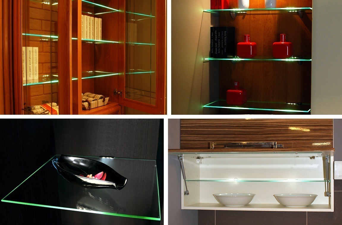 Glass shelf online lighting